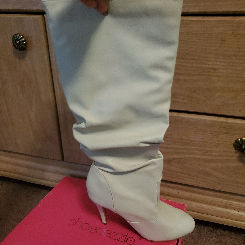 Cream heeled boots